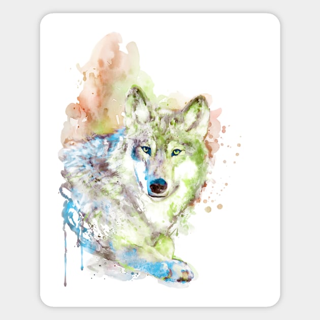 Wolf face watercolor Magnet by Marian Voicu